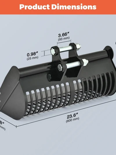 24″ Screening Skeleton Bucket Attachment for Mini Excavators AHM 600mm Width