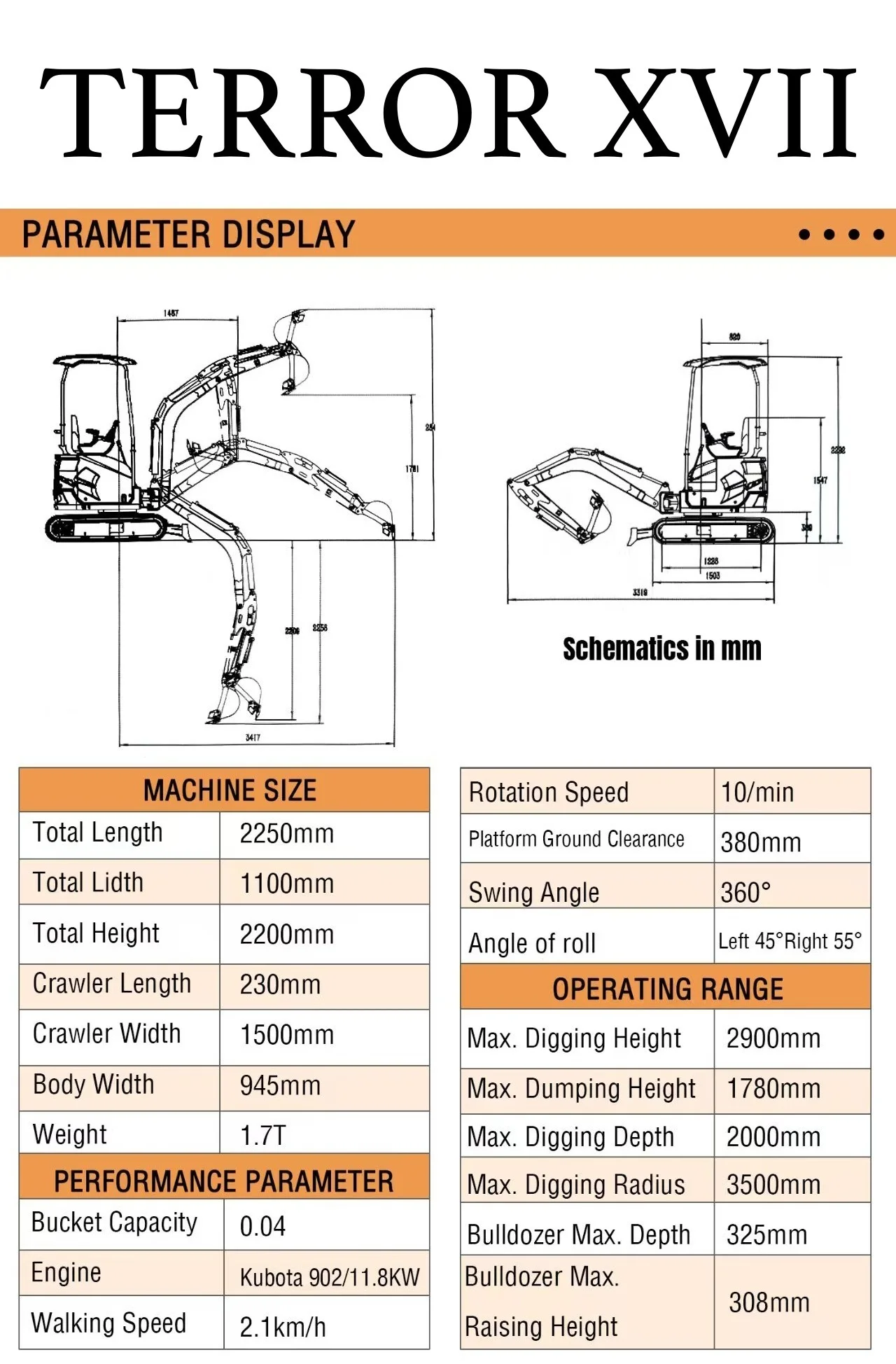 2025 3,800 lb TYPHON TERROR XVII Mini Excavator Rubber Track with Kubota D902 Diesel Engine USA - Image 30