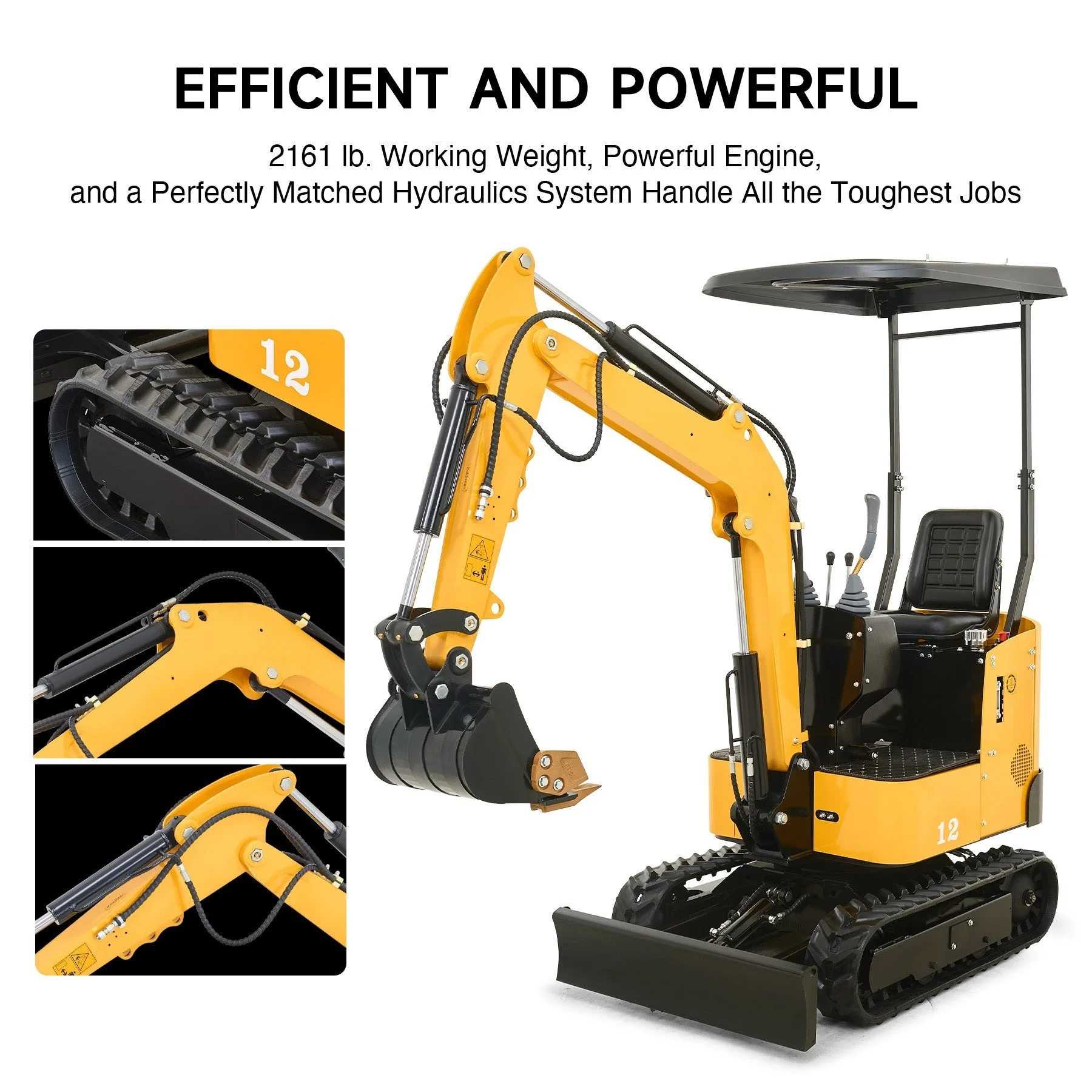 NW-12 | 13.5HP Mini Excavator B&S Engine with 6 Attachments - Image 3