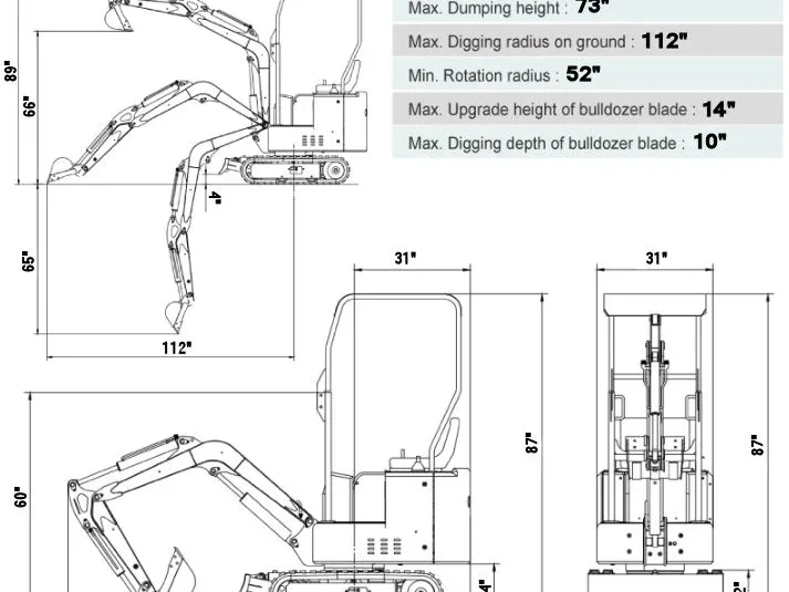 KYMRON® YH14 Mini Excavator (w/ Side Swing Boom) - Image 6